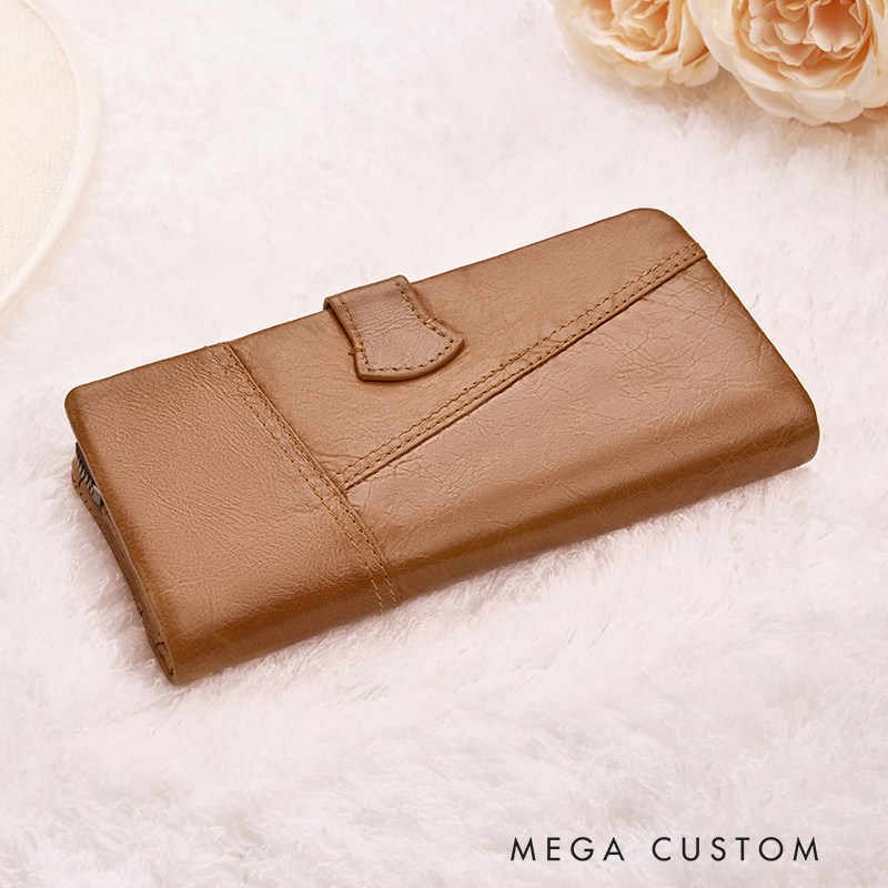 Personalized Leather Wallet For Her Birth Flower Wallet Women Leather Wallet With Zipper Engraved Women Leather Wallet Leather Gift for Her Unique Gift for Her Birthday Gifts
