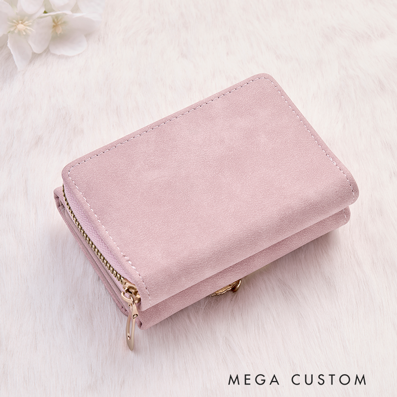 Personalized Leather Wallet for Girl Birth Flower Wallet for Her Trifold Wallet Purse Wallet Cute wallet Unique Gift for Her Birthday Gifts
