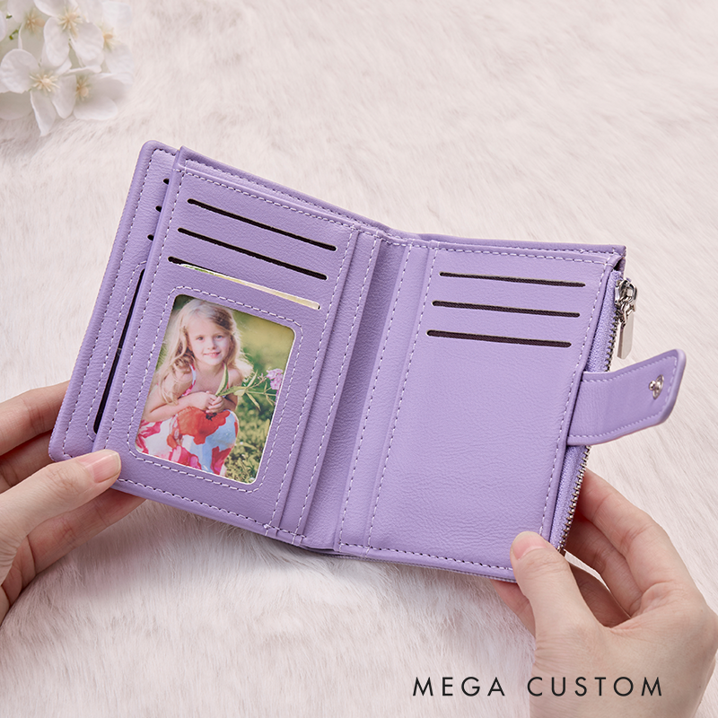 Personalized Leather Wallet for Girl Birth Flower Wallet for Her Zipper Wallet Purse Wallet Cute wallet Women's Purse Unique Gift for Her Birthday Gifts
