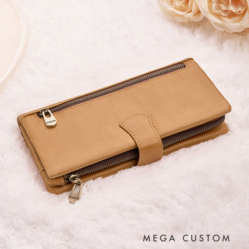 Personalized Women Leather Wallet Custom Women Wallet Engraved Leather Wallet Leather Purse Monogram Wallet Women's Purse Gift For Her Gift For Mother Birthday Gift