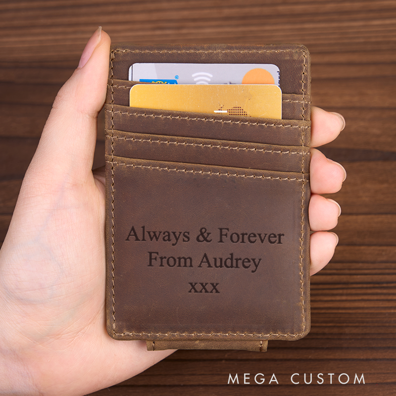 Personalized Leather Wallet Leather Card holder Engraved Mens Wallet Minimalist Wallet Slim Wallet ID Holder Anniversary Gift For Him Birthday Gifts for Boyfriend Dad Husband