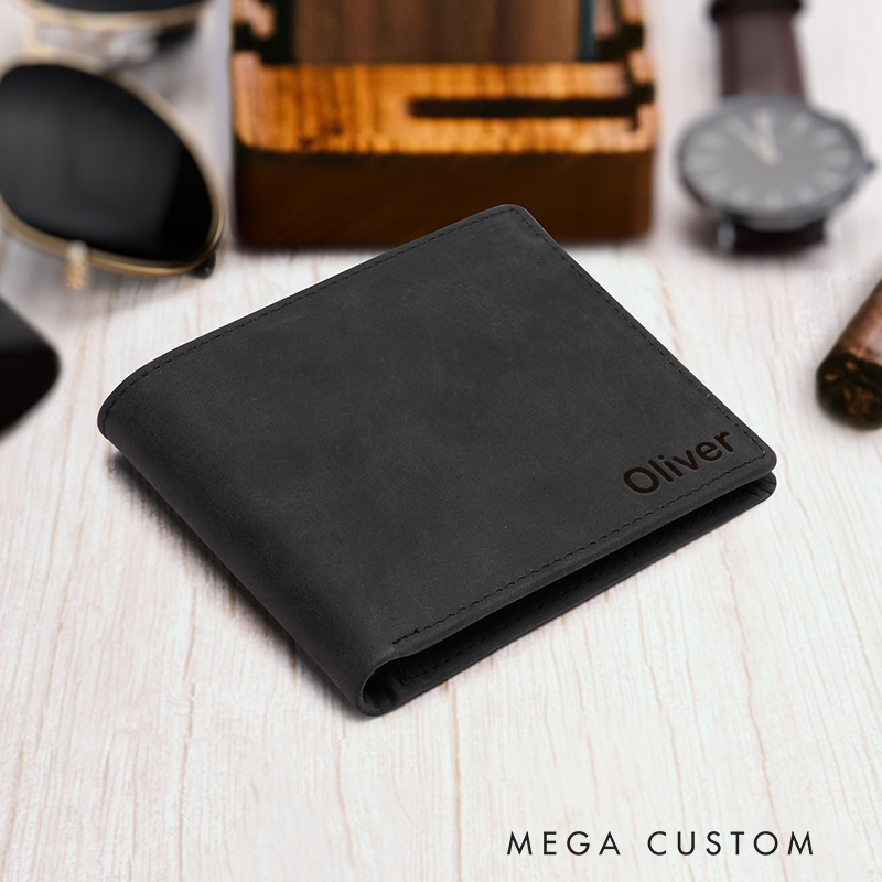Personalized Leather Wallet Men's Wallet Custom Wallet for him Engraved Wallets with Name Minimalist Wallet Leather Gift For Him Gift for Husband Boyfriend Father