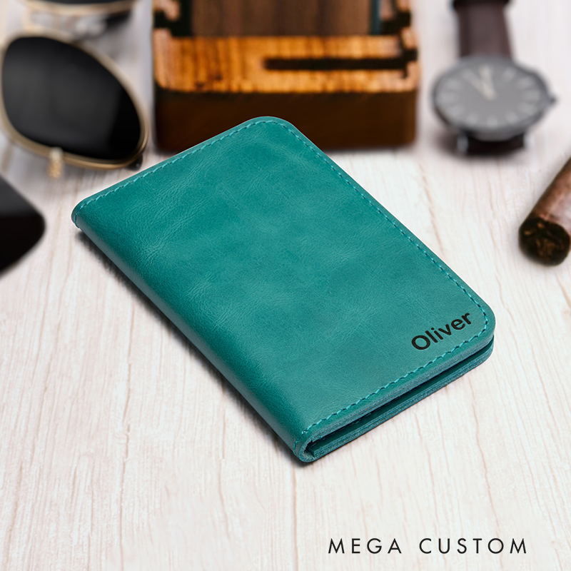 Personalized Leather Wallet Leather Card holder Engraved Mens Wallet Minimalist Wallet Slim Wallet ID Holder Anniversary Gift For Him Birthday Gifts for Boyfriend Dad Husband
