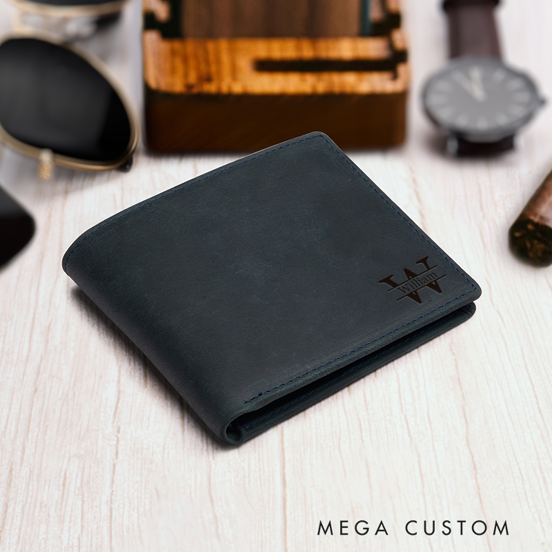 Personalized Leather Wallet Men's Wallet Custom Wallet for him Engraved Wallets with Name Minimalist Wallet Leather Gift For Him Gift for Husband Boyfriend Father