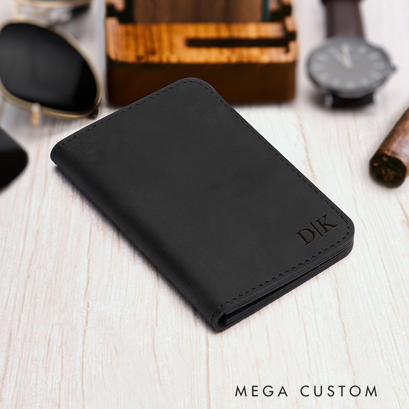 Personalized Leather Wallet Leather Card holder Engraved Mens Wallet Minimalist Wallet Slim Wallet ID Holder Anniversary Gift For Him Birthday Gifts for Boyfriend Dad Husband