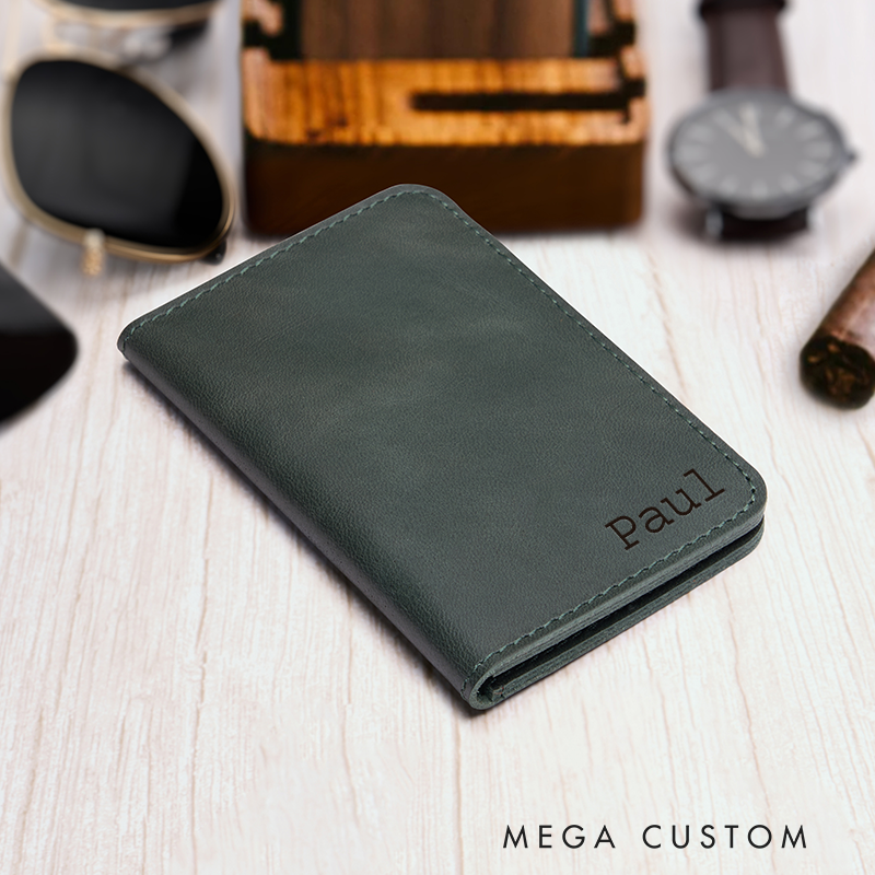 Personalized Leather Wallet Leather Card holder Engraved Mens Wallet Minimalist Wallet Slim Wallet ID Holder Anniversary Gift For Him Birthday Gifts for Boyfriend Dad Husband