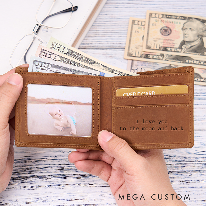 Personalized Leather Wallet Men's Wallet Custom Wallet for him Engraved Wallets with Name Minimalist Wallet Leather Gift For Him Gift for Husband Boyfriend Father