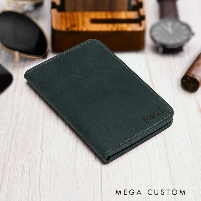 Personalized Leather Wallet Leather Card holder Engraved Mens Wallet Minimalist Wallet Slim Wallet ID Holder Anniversary Gift For Him Birthday Gifts for Boyfriend Dad Husband