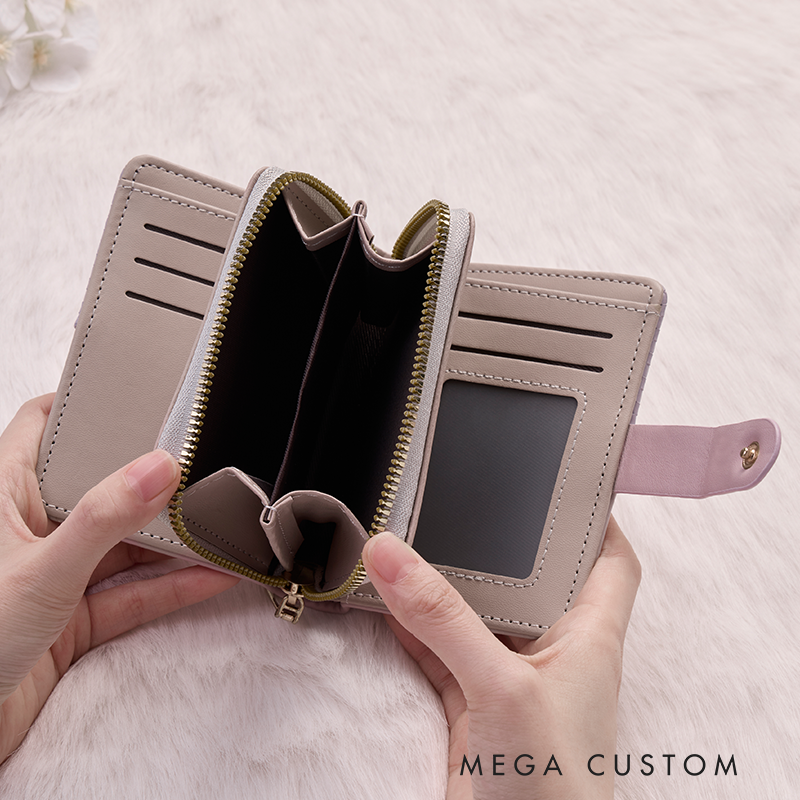 Personalized Leather Wallet for Her Custom Leather Wallet with Name Leather Wallet With Zipper Name Purse Wallet Unique Gift for Her Birthday Gifts