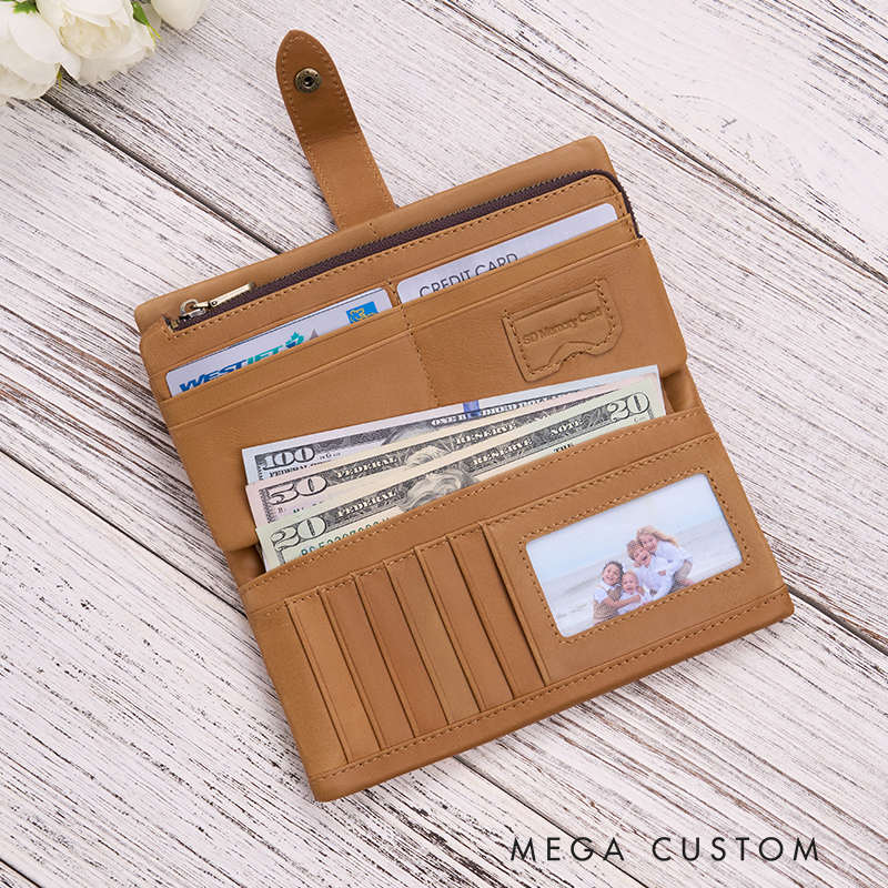 Personalized Women Leather Wallet Custom Women Wallet Engraved Leather Wallet Leather Purse Monogram Wallet Women's Purse Gift For Her Gift For Mother Birthday Gift