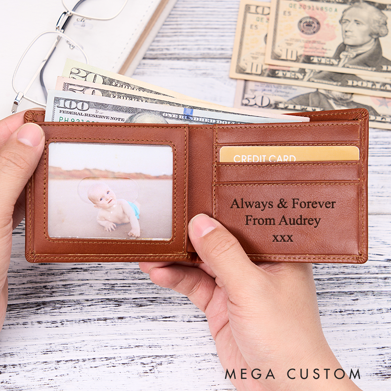 Personalized Leather Wallet Men's Wallet Custom Wallet for him Engraved Wallets with Name Minimalist Wallet Leather Gift For Him Gift for Husband Boyfriend Father