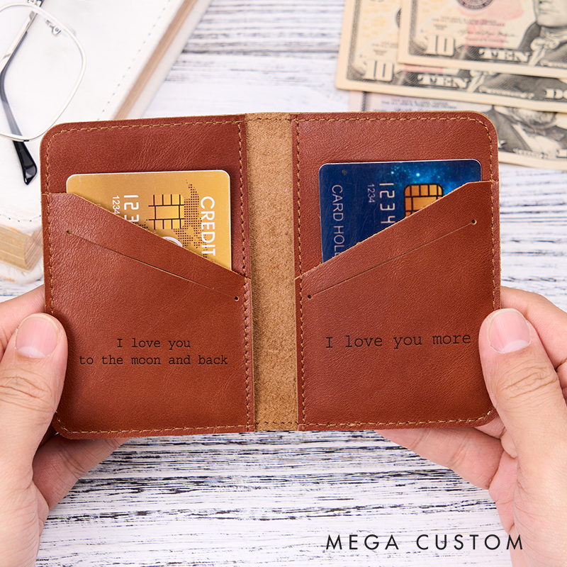 Personalized Leather Wallet Leather Card holder Engraved Mens Wallet Minimalist Wallet Slim Wallet ID Holder Anniversary Gift For Him Birthday Gifts for Boyfriend Dad Husband