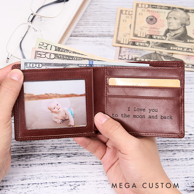Personalized Leather Wallet Men's Wallet Custom Wallet for him Engraved Wallets with Name Minimalist Wallet Leather Gift For Him Gift for Husband Boyfriend Father