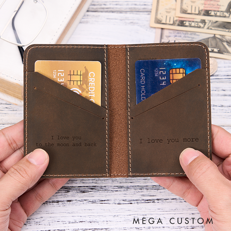 Personalized Leather Wallet Leather Card holder Engraved Mens Wallet Minimalist Wallet Slim Wallet ID Holder Anniversary Gift For Him Birthday Gifts for Boyfriend Dad Husband