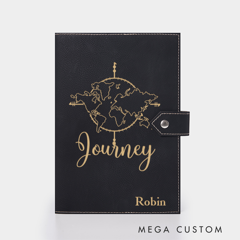 Personalized Journey Leather Notebook for Traveling Lovers Leather Journal Travel Gift