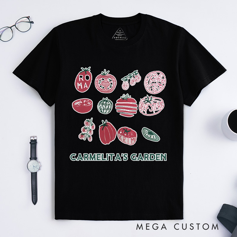 Personalized One's Garden Classic T-Shirts Mama's Garden Shirt Screen Print Shirt Foodie Gift for Grandkids Plant Lover Gift