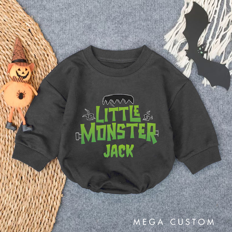 Personalized Little Monster Halloween Baby Bodysuit Perfect for Spooky Fun