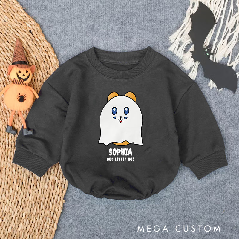 Personalized Cute Ghost Halloween Baby Bodysuit with Adorable Custom Name