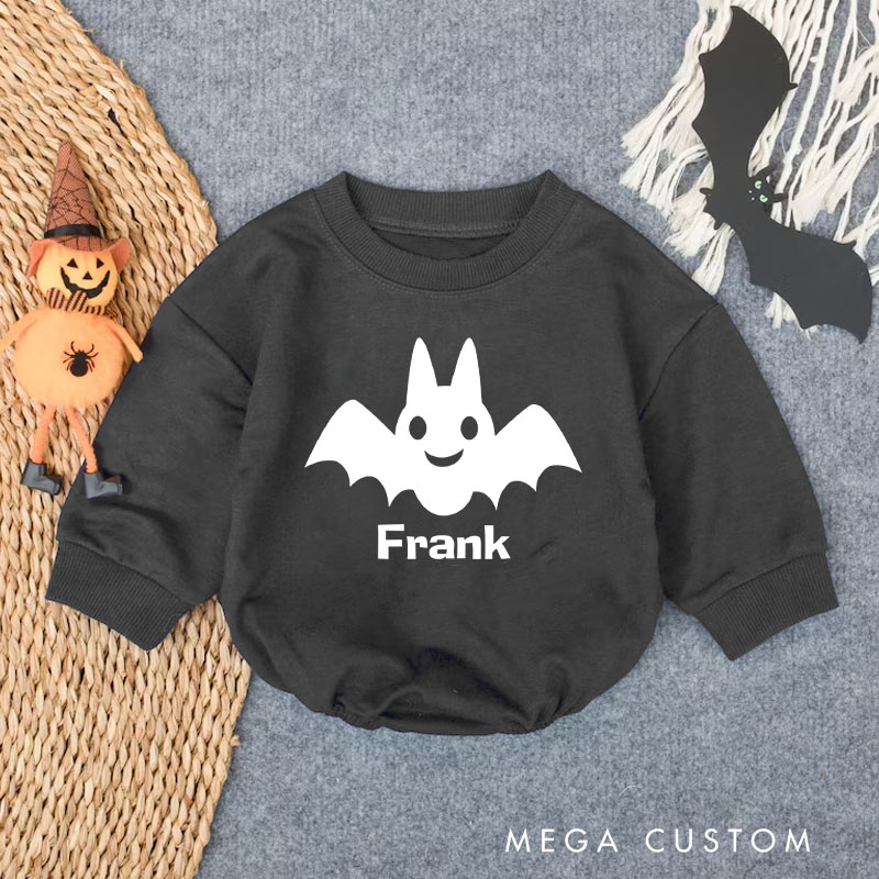 Personalized Bat Halloween Baby Bodysuit for Little Ones Celebrating Spooky Nights