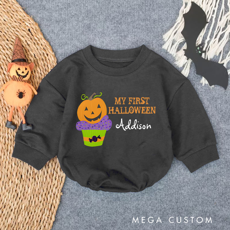 Personalized My First Halloween Cute Custom Black Baby Bodysuit