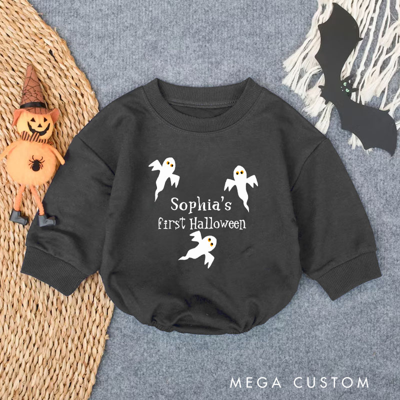 Personalized Baby First Halloween Ghost Baby Bodysuit