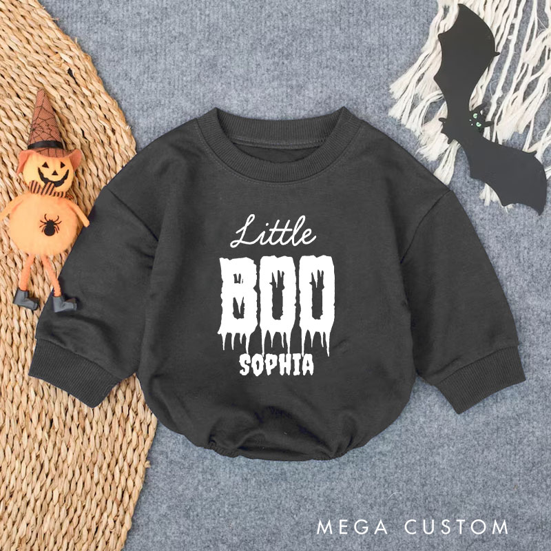 Personalized Little Boo Baby Bodysuit Perfect for Spooky Halloween Celebrations