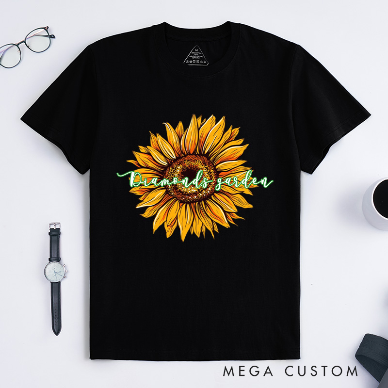 Personalized Sunflower Classic T-Shirts Flower Print Shirt Women Garden Shirt Floral Shirt Gardening Lovers Gift Plant Lover Gift