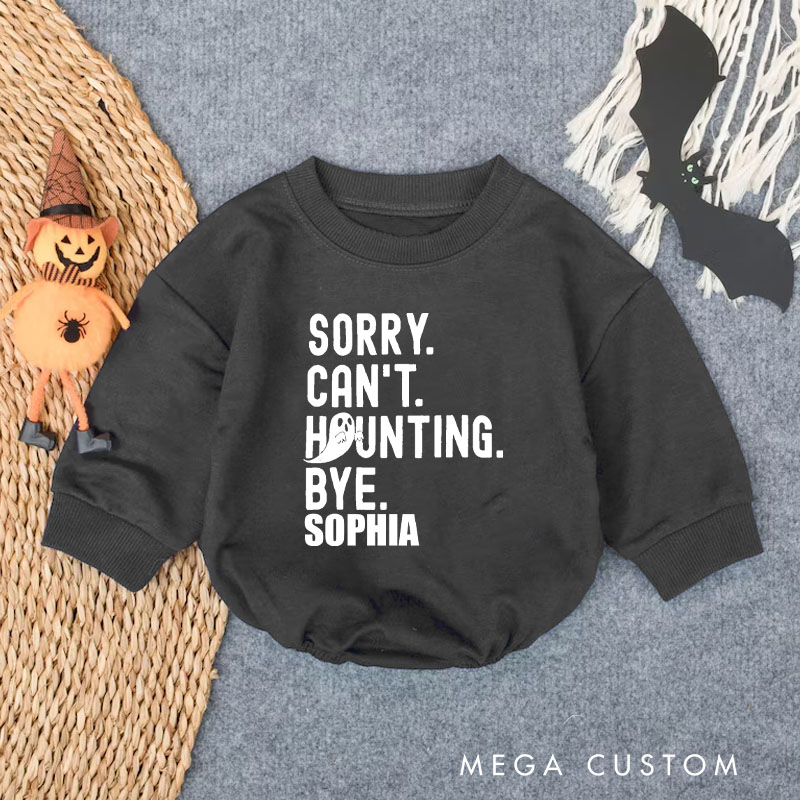 Personalized Sorry Can't Haunting Bye Baby Bodysuit with Playful Halloween Ghost Message