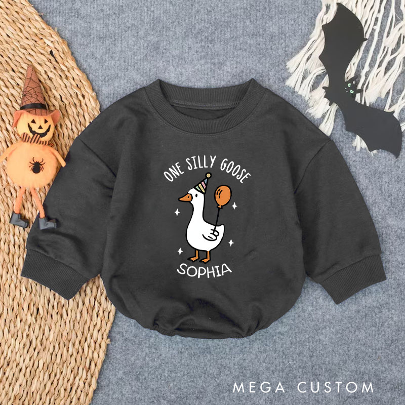 Personalized One Silly Goose Adorable Farm Animal Baby Bodysuit