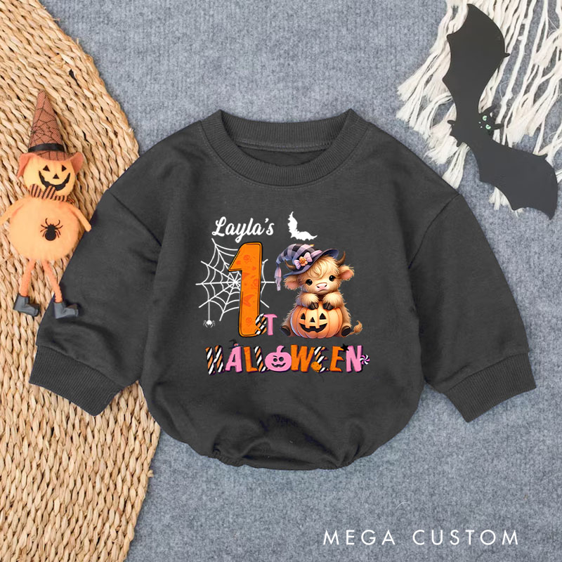 Personalized Spider Web and Pumpkin Design for Baby's First Halloween Celebration Baby Bodysuit Funny Baby Gifts
