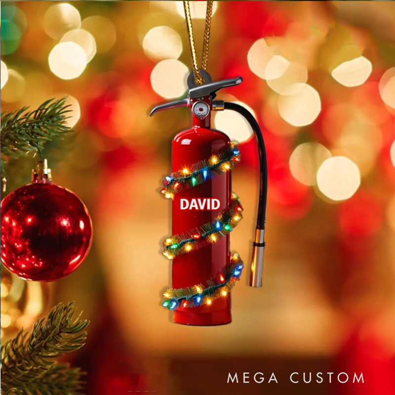 Personalized Fire Extinguisher Christmas Acrylic Ornament Gift for Firefighters