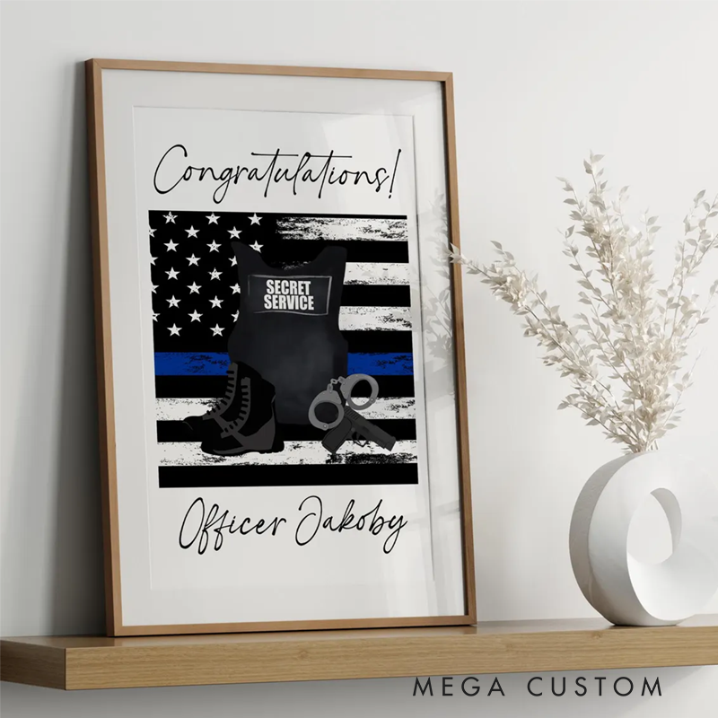 Personalized Police Officer Congratulations Plaque Custom Law Enforcement Appreciation Wall Art