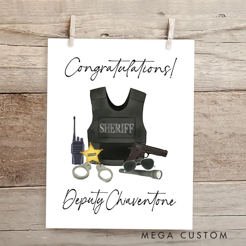 Personalized Sheriff Deputy Congratulations Plaque Custom Law Enforcement Recognition Keepsake Wall Art