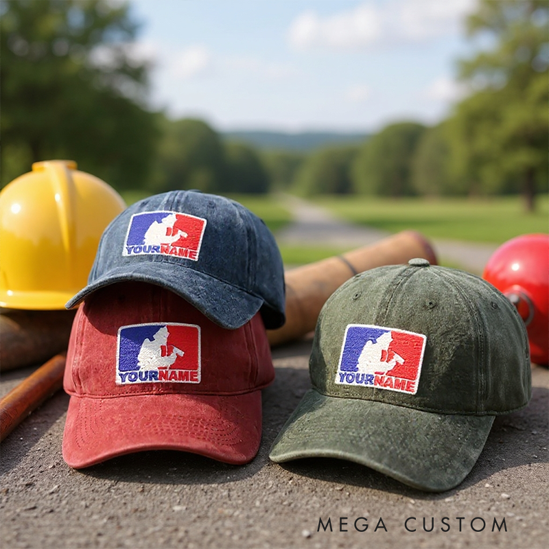 Personalized Firefighter Embroidered Baseball Cap Custom Name Silhouette Design Gift for Fire Department Heroes