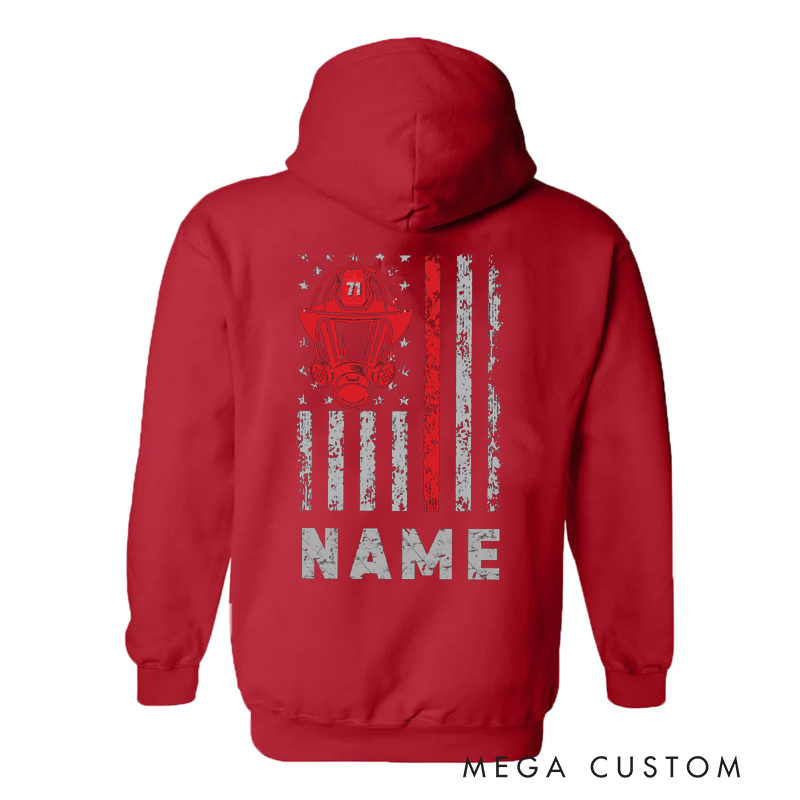 Personalized Firefighter Hoodie Custom Name and Helmet Design Gift for Firefighting Heroes