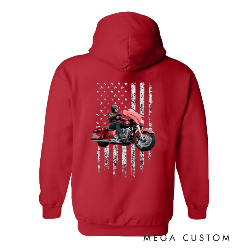 Personalized Motorcycle Hoodie with Custom Photo and Text Perfect Gift for Motorcycle Enthusiasts