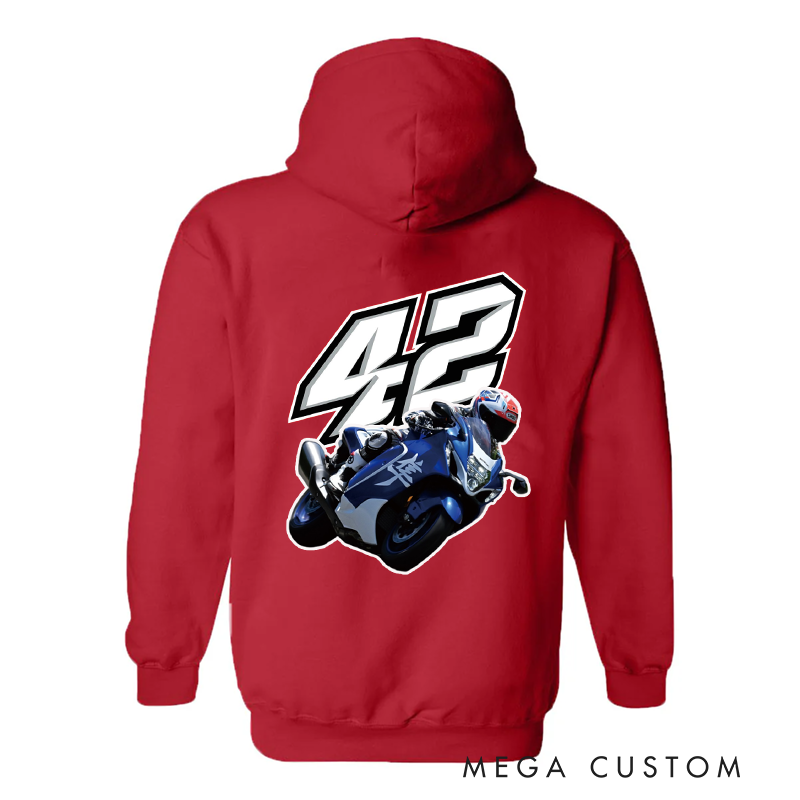 Personalized Sportbike Hoodie with Custom Number and Rider Graphic Perfect Gift for Motorcycle Racing Enthusiasts