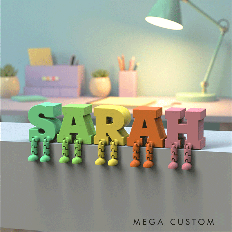 Personalized Letter Decor with Dangling Legs and Custom Name