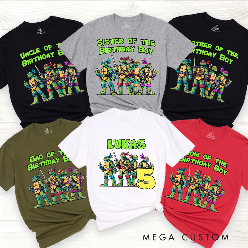Personalized Turtles Birthday Family T-Shirts Turtles Family Matching Tshirts Birthday Party Shirts for Anime Lovers Birthday Gifts