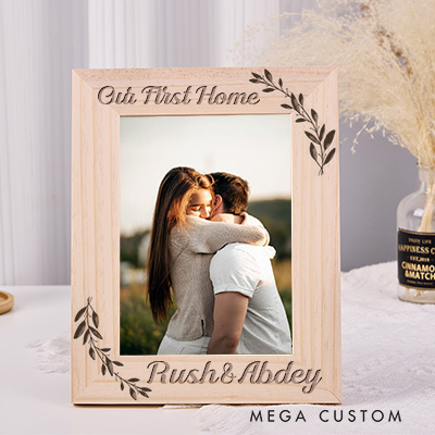 Personalized Photo Frame Custom Wedding Photo Frame Gift for Newlyweds Engraved Picture Frame Housewarming Gift Our First Home Gift