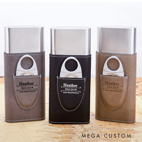 Personalized Cigar Case Engraved Leather Cigar Holder with Cutter Wedding Housewarming Gift New Beginnings Gift Moving Gift for Husband