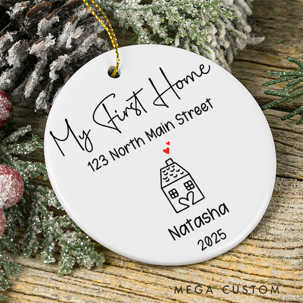Personalized First Christmas in Our New Home Ornaments First Home Ornament New Home Gift Christmas Gift 2025 House Address Ornament Housewarming Gift