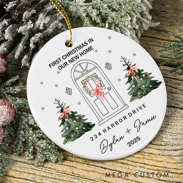 Personalized First Christmas In Our New Home Ornament New Home Gift Christmas Gift 2025 House Address Ornament Housewarming Gift