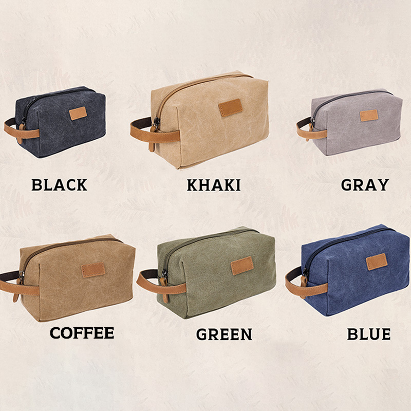 Personalized Large Capacity Men's Travel Portable Canvas Toiletry Bag Gift for Him