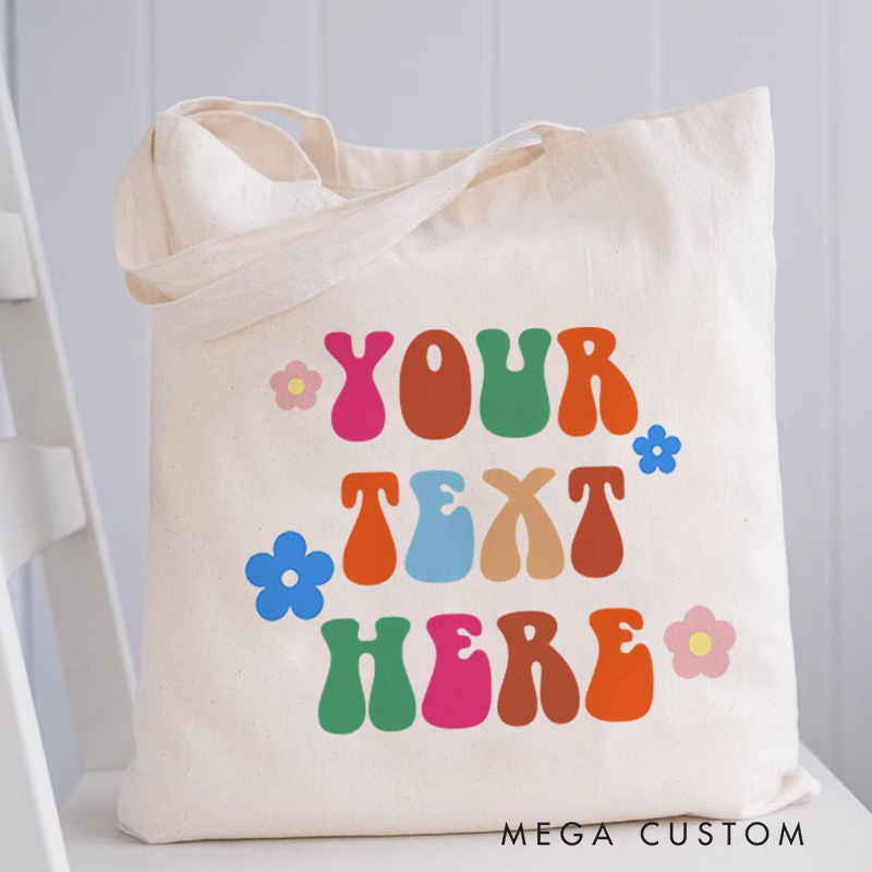 Personalized Cute Floral Tote with Name Shoulder Tote Floral Tote Bag Gift For Her