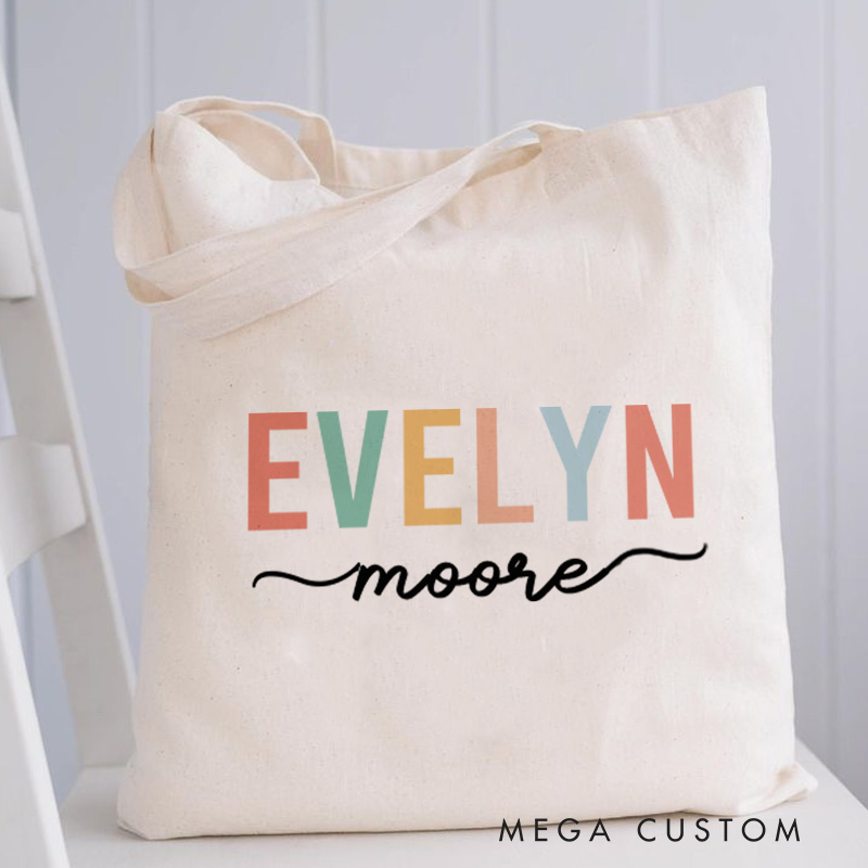 Personalized Name Tote Bag Womens Bag Customized Name Gift For Her Kids Bag School Bag For Kids
