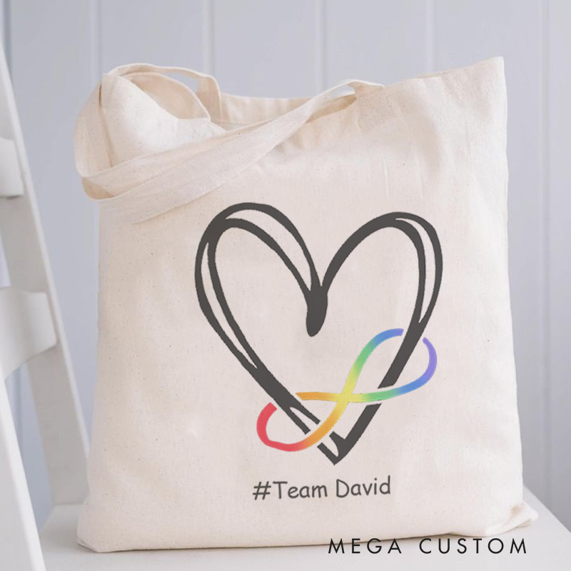 Personalized Heart Ribbon Illustration Featuring Autism Awareness Message for a Meaningful Advocacy Tote Bag