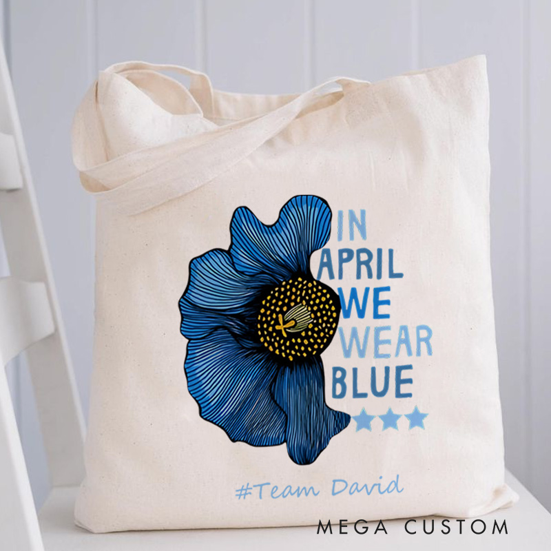 Personalized Blue Flower Illustration Featuring Autism Awareness Message for Advocacy and Support Tote Bag