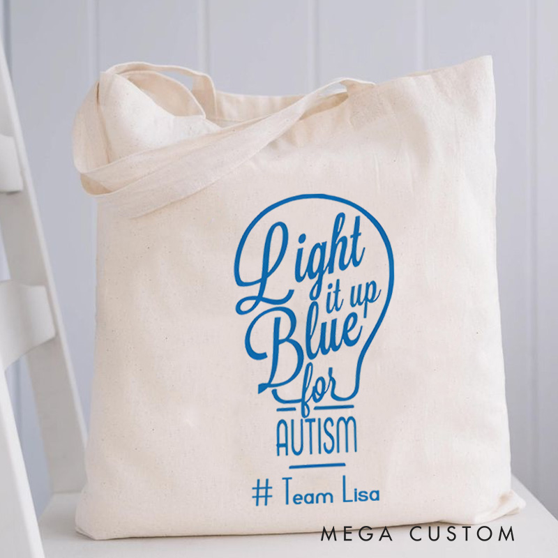 Personalized Light It Up Blue for Autism Awareness Illustration Featuring Elegant Typography for Advocacy Tote Bag