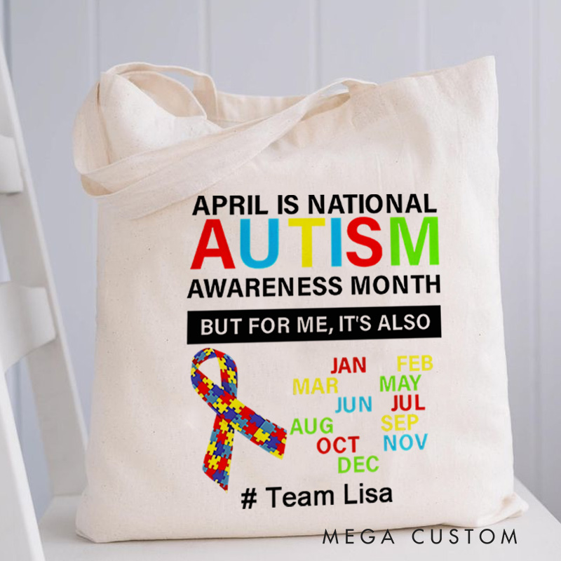 Personalized Autism Awareness Month Illustration Highlighting Acceptance and Celebration for Advocacy Tote Bag